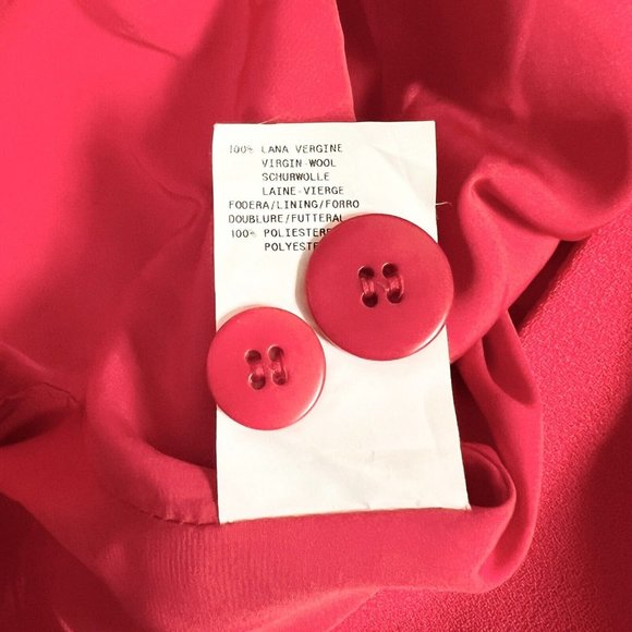 VTG 90s ARMANI COLLEZIONI Womens Size 12 Blazer Red Virgin Wool Career Office - Picture 9 of 9